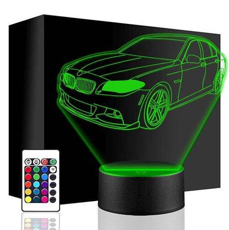 LAMPKA NOCNA LED BMW SERIA 5 AUTO 3D + PILOT prezent URODZINY statuetka