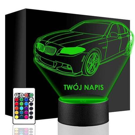 LAMPKA NOCNA LED BMW SERIA 5 AUTO 3D + PILOT prezent URODZINY statuetka