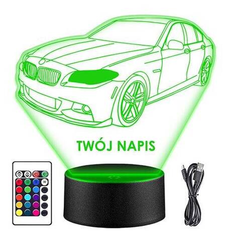 LAMPKA NOCNA LED BMW SERIA 5 AUTO 3D + PILOT prezent URODZINY statuetka