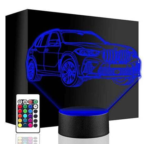 LAMPKA NOCNA LED BMW X5 AUTO AUTKO 3D + PILOT prezent URODZINY statuetka