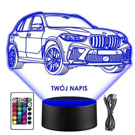 LAMPKA NOCNA LED BMW X5 AUTO AUTKO 3D + PILOT prezent URODZINY statuetka