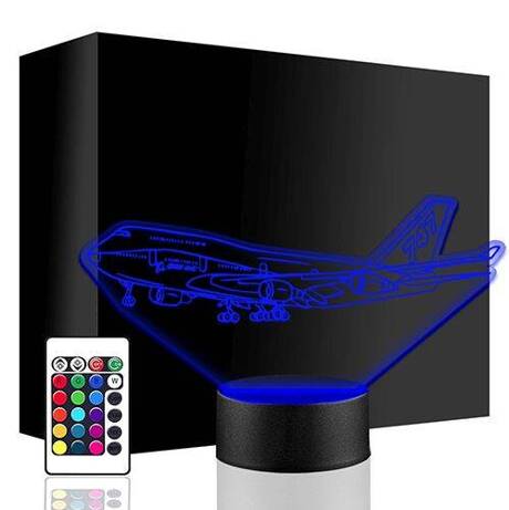 LAMPKA NOCNA LED BOEING 747 SAMOLOT 3D + PILOT prezent URODZINY statuetka