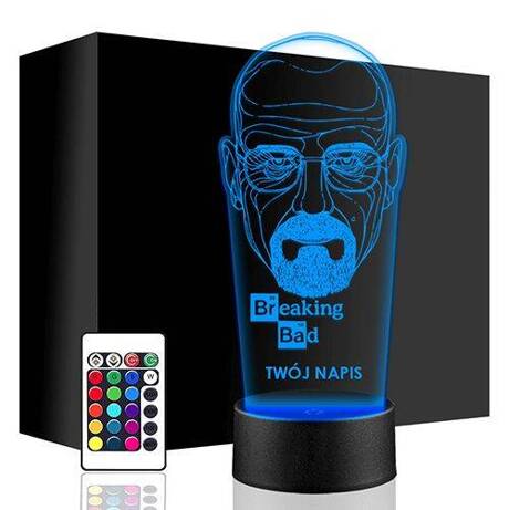 LAMPKA NOCNA LED BREAKING BAD SERIAL 3D + PILOT prezent URODZINY statuetka