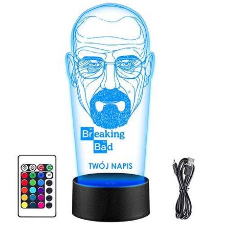 LAMPKA NOCNA LED BREAKING BAD SERIAL 3D + PILOT prezent URODZINY statuetka