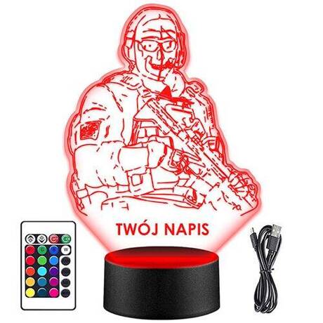 LAMPKA NOCNA LED CALL OF DUTY GRA 3D + PILOT prezent URODZINY statuetka