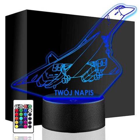 LAMPKA NOCNA LED CONCORDE SAMOLOT 3D +PILOT prezent URODZINY statuetka