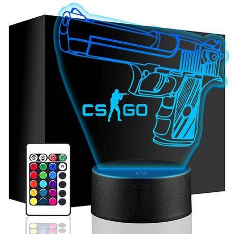 LAMPKA NOCNA LED CS GO COUNTER STRIKE 3D + PILOT prezent URODZINY statuetka