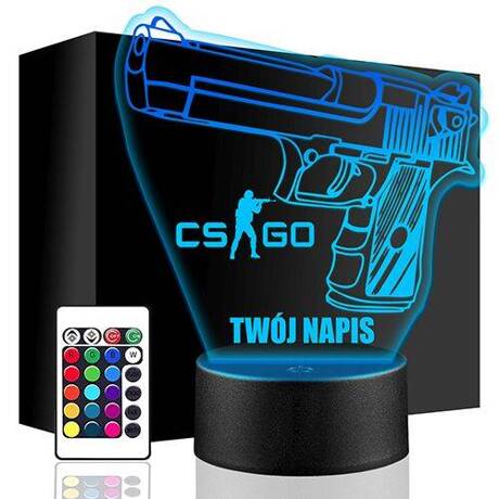 LAMPKA NOCNA LED CS GO COUNTER STRIKE 3D + PILOT prezent URODZINY statuetka