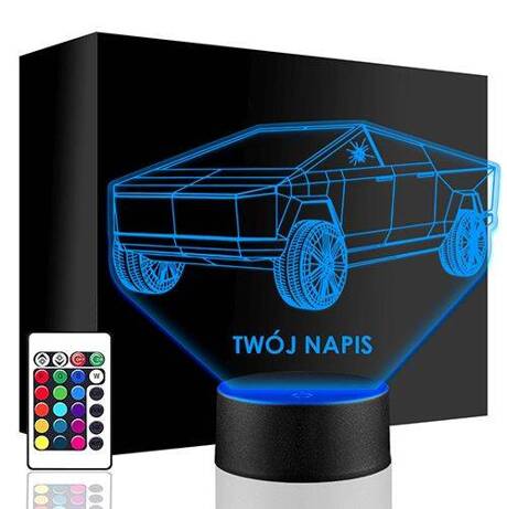 LAMPKA NOCNA LED CYBERTRUCK TESLA 3D + PILOT prezent URODZINY statuetka