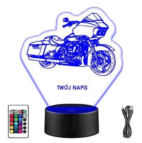 LAMPKA NOCNA LED DAVIDSON MOTOR 3D + PILOT prezent URODZINY statuetka