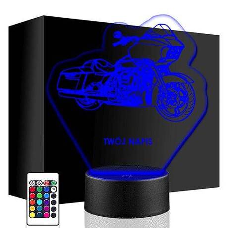 LAMPKA NOCNA LED DAVIDSON MOTOR 3D + PILOT prezent URODZINY statuetka