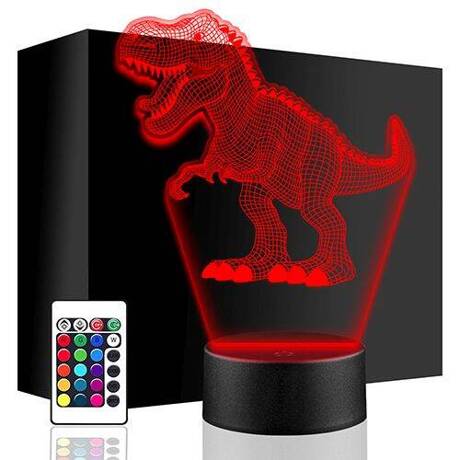 LAMPKA NOCNA LED DINOZAUR T-REX 3D + PILOT prezent URODZINY statuetka