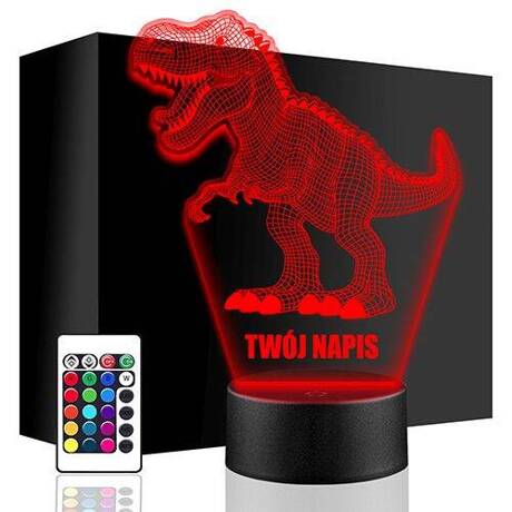 LAMPKA NOCNA LED DINOZAUR T-REX 3D + PILOT prezent URODZINY statuetka