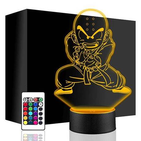 LAMPKA NOCNA LED DRAGON BALL KRILLIN 3D + PILOT prezent URODZINY statuetka