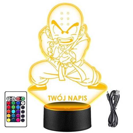 LAMPKA NOCNA LED DRAGON BALL KRILLIN 3D + PILOT prezent URODZINY statuetka