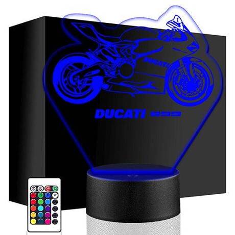 LAMPKA NOCNA LED DUCATI 899 MOTOR 3D + PILOT prezent URODZINY statuetka