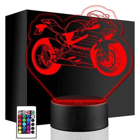 LAMPKA NOCNA LED DUCATI MOTOR 3D + PILOT prezent URODZINY statuetka