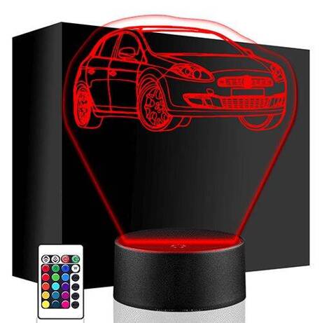 LAMPKA NOCNA LED FIAT BRAVO AUTO 3D + PILOT prezent URODZINY statuetka