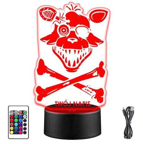 LAMPKA NOCNA LED FNAF FOXY GRA 3D + PILOT prezent URODZINY statuetka