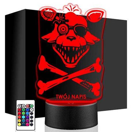 LAMPKA NOCNA LED FNAF FOXY GRA 3D + PILOT prezent URODZINY statuetka