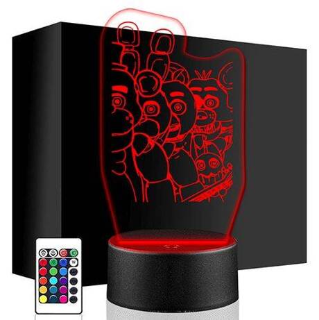 LAMPKA NOCNA LED FNAF GRA KOMPUTEROWA 3D + PILOT prezent URODZINY statuetka