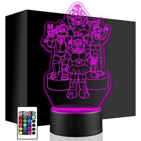 LAMPKA NOCNA LED FNAF GRA KOMPUTEROWA 3D + PILOT prezent URODZINY statuetka