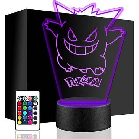 LAMPKA NOCNA LED GENGAR POKEMON 3D + PILOT prezent URODZINY statuetka