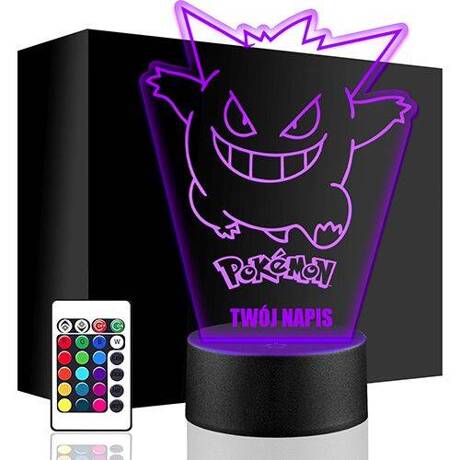 LAMPKA NOCNA LED GENGAR POKEMON 3D + PILOT prezent URODZINY statuetka