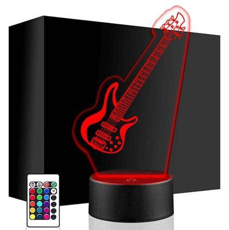 LAMPKA NOCNA LED GITARA ELEKTRYCZNA 3D + PILOT prezent URODZINY statuetka