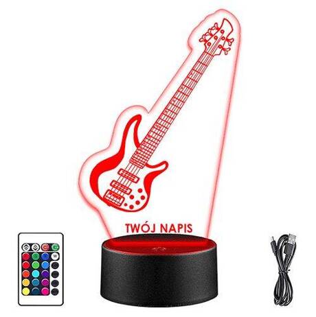 LAMPKA NOCNA LED GITARA ELEKTRYCZNA 3D + PILOT prezent URODZINY statuetka