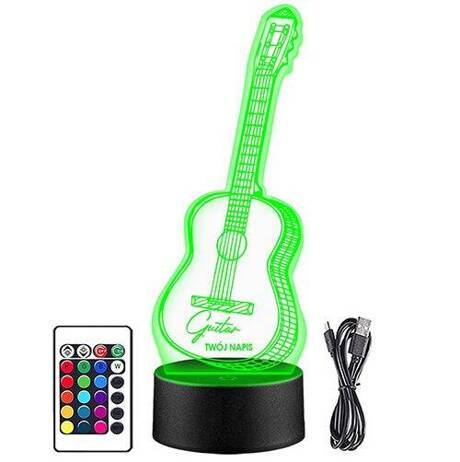 LAMPKA NOCNA LED GITARA INSTRUMENT 3D + PILOT prezent URODZINY statuetka