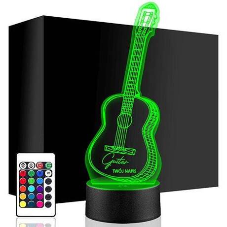 LAMPKA NOCNA LED GITARA INSTRUMENT 3D + PILOT prezent URODZINY statuetka