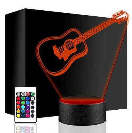 LAMPKA NOCNA LED GITARA INSTRUMENT 3D + PILOT prezent URODZINY statuetka