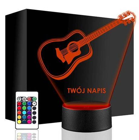 LAMPKA NOCNA LED GITARA INSTRUMENT 3D + PILOT prezent URODZINY statuetka