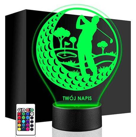 LAMPKA NOCNA LED GOLF GOLFISTA 3D + PILOT prezent URODZINY statuetka