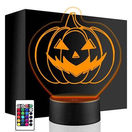 LAMPKA NOCNA LED HALLOWEEN DYNIA 3D + PILOT prezent URODZINY statuetka