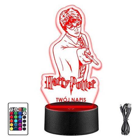 LAMPKA NOCNA LED HARRY POTTER 3D + PILOT prezent URODZINY statuetka