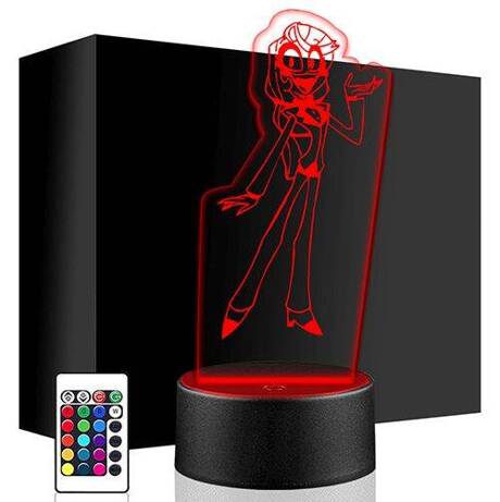 LAMPKA NOCNA LED HAZBIN HOTEL CHARLIE 3D + PILOT prezent URODZINY statuetka