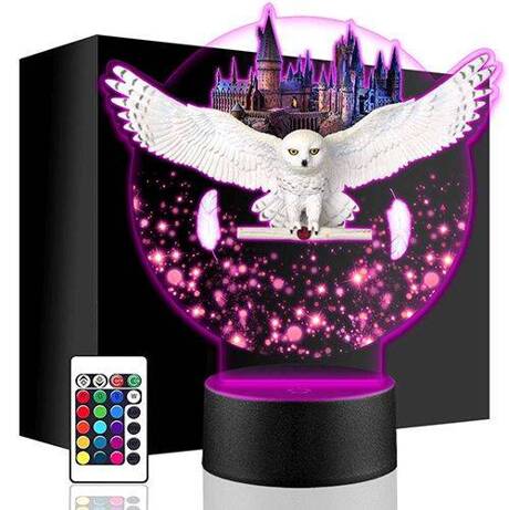 LAMPKA NOCNA LED HEDWIGA HARRY POTTER 3D + PILOT prezent URODZINY statuetka