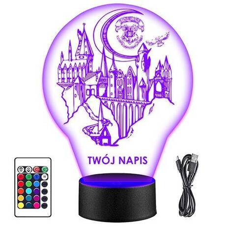 LAMPKA NOCNA LED HOGWART HARRY POTTER 3D + PILOT prezent URODZINY statuetka