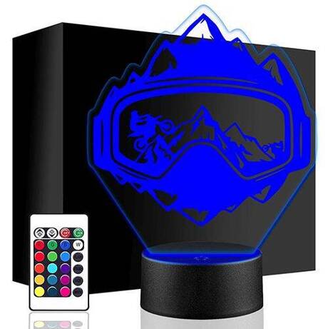 LAMPKA NOCNA LED KASK MOTOR GÓRY 3D + PILOT prezent URODZINY statuetka