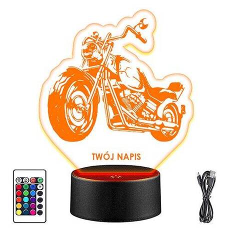 LAMPKA NOCNA LED KAWASAKI MOTOCYKL 3D + PILOT prezent URODZINY statuetka