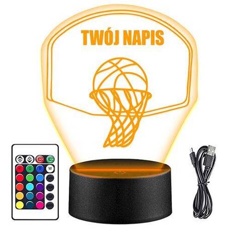 LAMPKA NOCNA LED KOSZYKÓWKA NBA 3D + PILOT prezent URODZINY statuetka