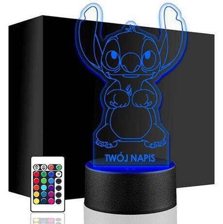 LAMPKA NOCNA LED LILO I STICH 3D + PILOT prezent URODZINY statuetka