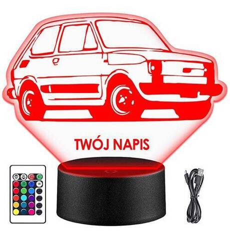 LAMPKA NOCNA LED MALUCH AUTO AUTKO 3D + PILOT prezent URODZINY statuetka