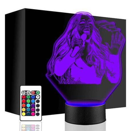 LAMPKA NOCNA LED MARIAH CAREY 3D + PILOT prezent URODZINY statuetka