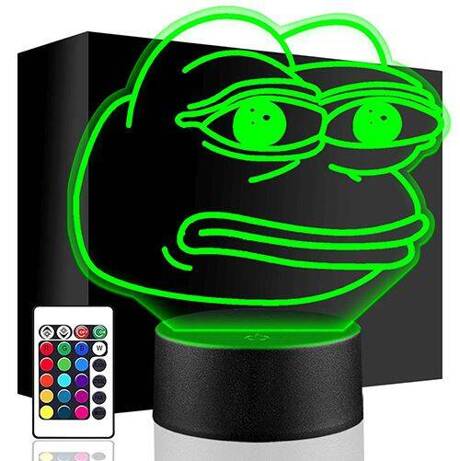 LAMPKA NOCNA LED MEM ŻABA PEPE 3D + PILOT prezent URODZINY statuetka