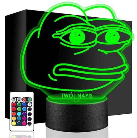 LAMPKA NOCNA LED MEM ŻABA PEPE 3D + PILOT prezent URODZINY statuetka