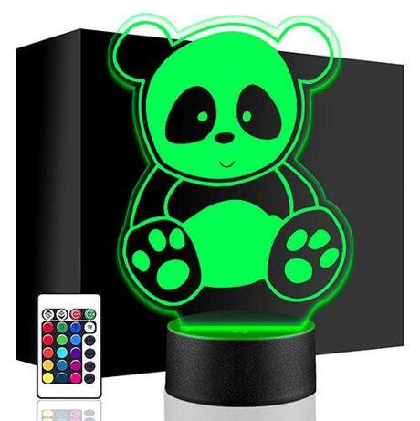 LAMPKA NOCNA LED MIŚ POLARNY PANDA 3D + PILOT prezent URODZINY statuetka