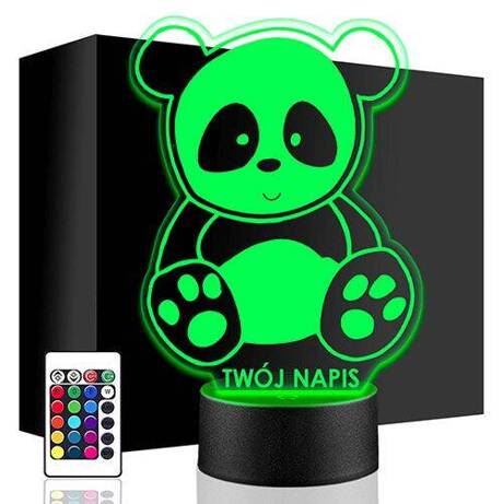 LAMPKA NOCNA LED MIŚ POLARNY PANDA 3D + PILOT prezent URODZINY statuetka